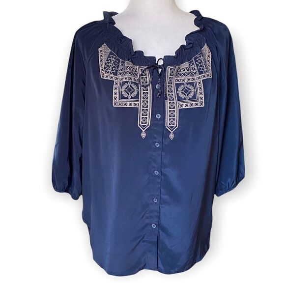 Old Navy Boho Style Embellished Top Y2K Shabby Chic SZ M - Picture 1 of 13